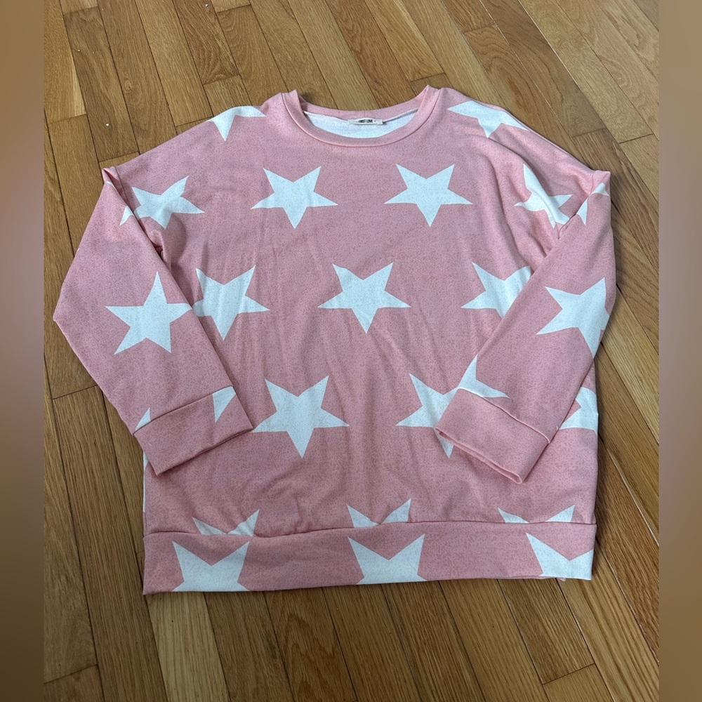 Women’s Pink Star Patterned Sweatshirt Size Large